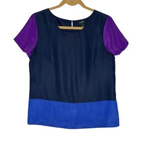 J. Crew Women's Color-block Top - Navy, Purple, & Blue | Size XS